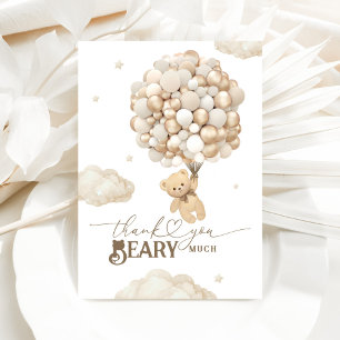 Teddy Bear with Balloons Baby Shower Beary Much Thank You Card