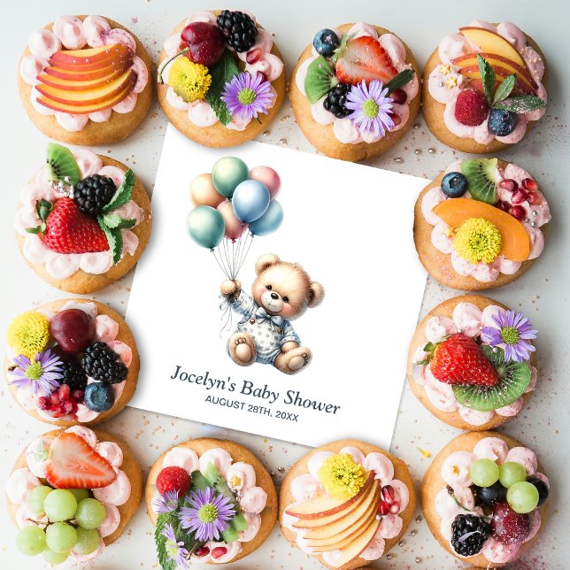 Teddy Bear with Balloons Baby Shower Napkins (Creator Uploaded)