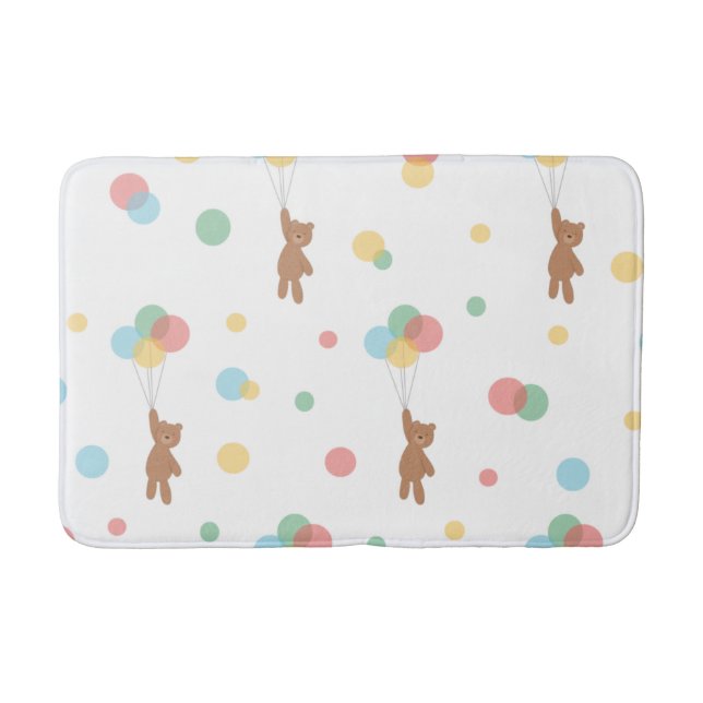 Teddy Bear with Balloons  Bath Mat (Front)