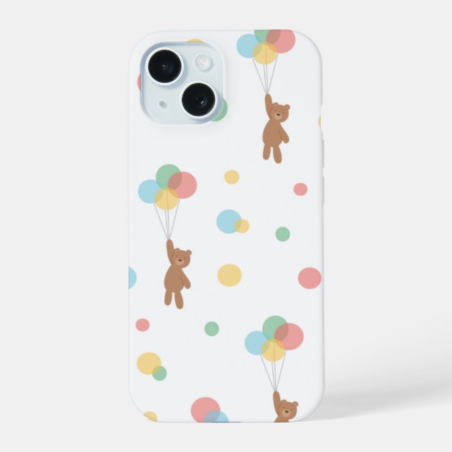 Teddy Bear with Balloons  iPhone 15 Case (Back)