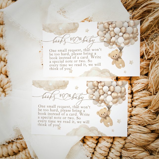 Teddy Bear with Balloons Neutral Baby Shower  Enclosure Card (Creator Uploaded)