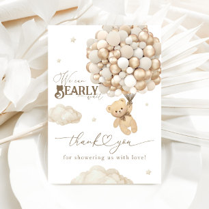 Teddy Bear with Balloons Neutral Baby Shower Thank You Card