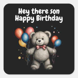 Teddy bear with balloons square sticker