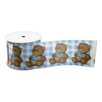 Teddy Bear with Bib on Gingham