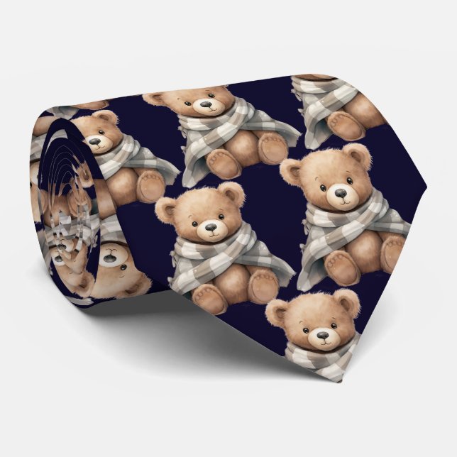 Teddy Bear with Blankie Neck Tie (Rolled)
