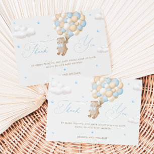 Teddy Bear with Blue Balloons Thank You Card