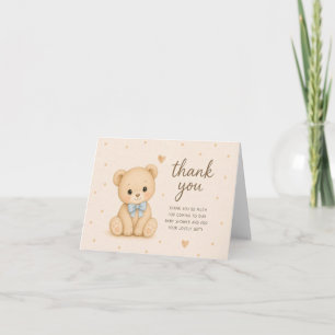 Teddy Bear with Blue Bow Baby Shower Thank You Car Card