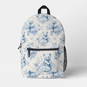 teddy bear with blue roses Print Cut Sew Bag