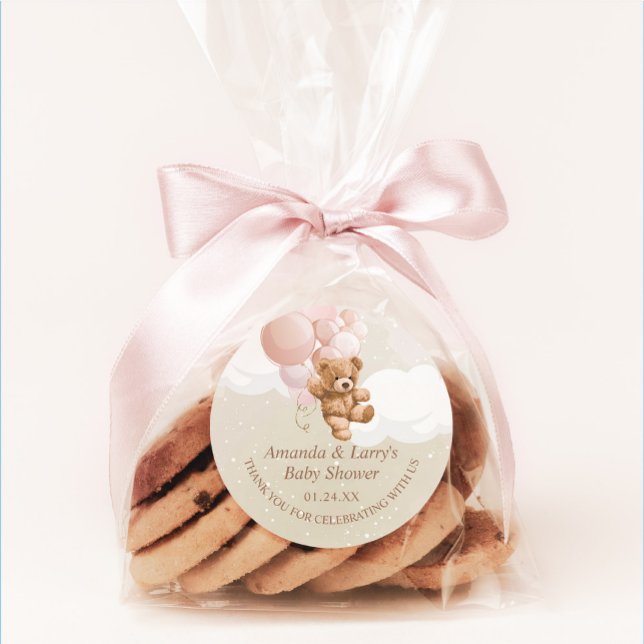 Teddy Bear with Blush Pink Balloons Sticker (Creator Uploaded)