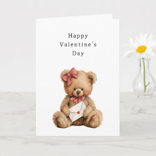 Teddy Bear with Bow Valentine's Day Card