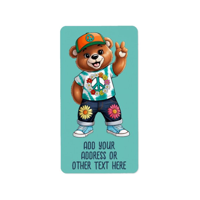 Teddy Bear with casual peaceful outfit 1 Label (Front)
