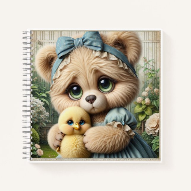 Teddy Bear with Chick, by Natasha Us   Notebook (Front)