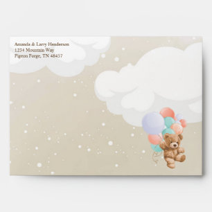 Teddy Bear with Color Balloons Bearly Wait Envelope