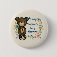 Teddy bear with Floral Wreath Baby Shower