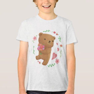 Teddy Bear with Flowers Tri-Blend Shirt