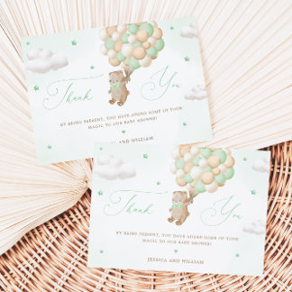 Teddy Bear with Green Balloons Thank you Card