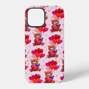 Teddy Bear With Heart Balloons Pattern iPhone 12 Case