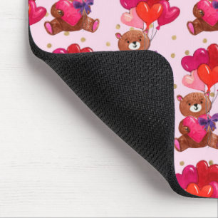 Teddy Bear With Heart Balloons Pattern Mouse Pad