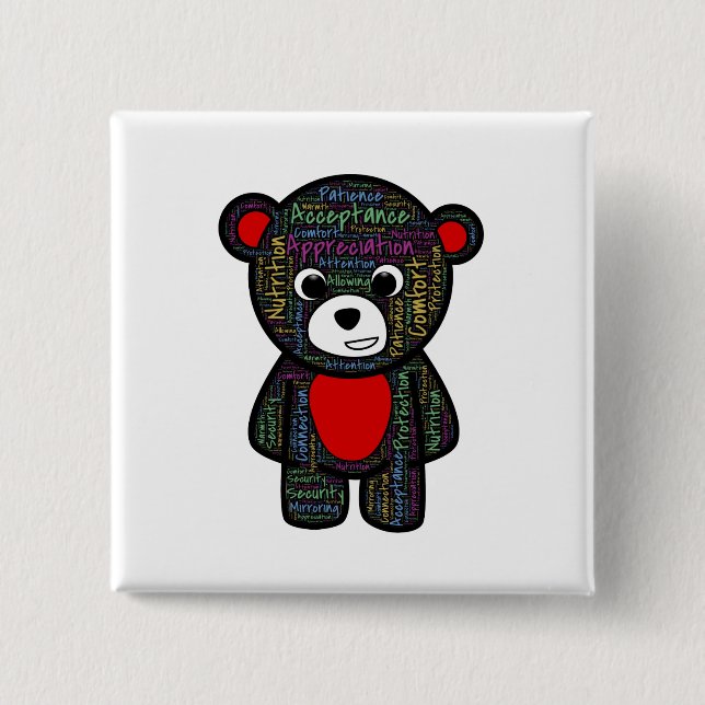 Teddy bear with inspirational text clipart 15 cm square badge (Front)