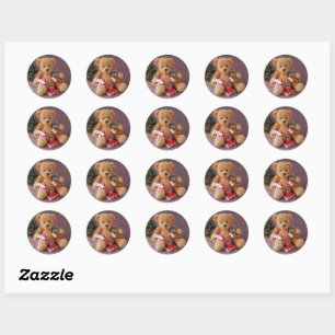 Teddy bear with many Christmas gifts Classic Round Sticker