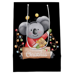 Teddy bear with many Christmas presents  Medium Gift Bag