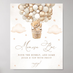 Teddy Bear with Neutral Balloons Mimosa Bar Poster
