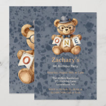 Teddy Bear with ONE Banner 1st. Birthday Party
