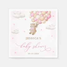 Teddy Bear with Pink Balloons Baby Shower