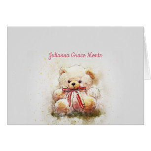 Teddy Bear with Red Bow Photo Thank You Notecard