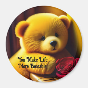 Teddy Bear With Rose Magnet
