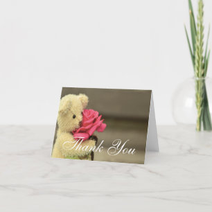 Teddy Bear With Rose Thank You Card