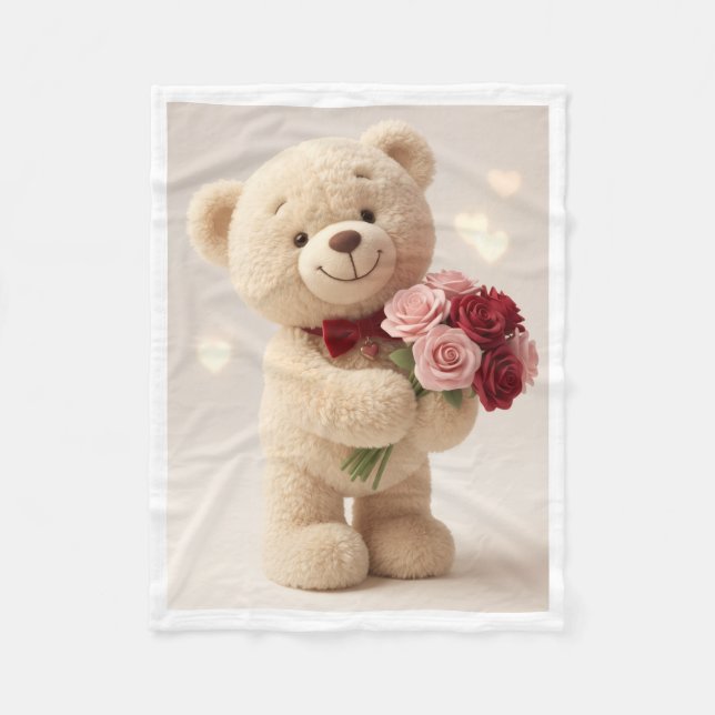 Teddy Bear with Roses Blanket (Front)