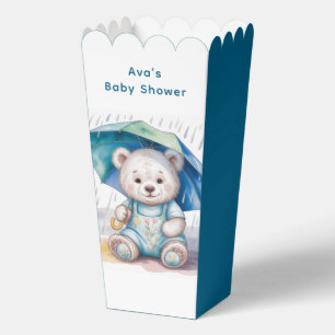 Teddy Bear With Umbrella Boy Baby Shower Favour Box