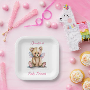 Teddy Bear with Wings Personalised Paper Plate