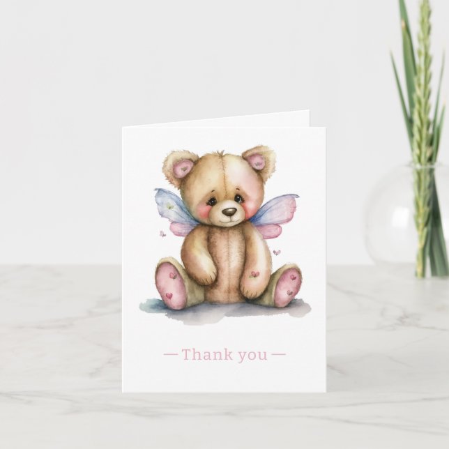 Teddy Bear with Wings  Thank You Card (Front)