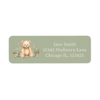 Teddy Bear Woodland Return Address Labels Sage