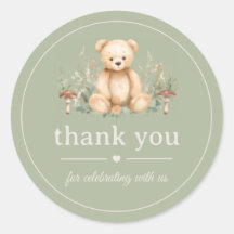 Teddy Bear Woodland Shower Sage Green Thank You