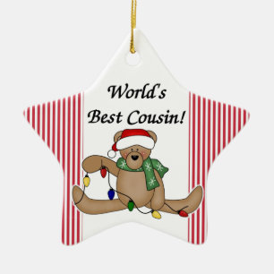 Teddy Bear World's Best Cousin Ornament