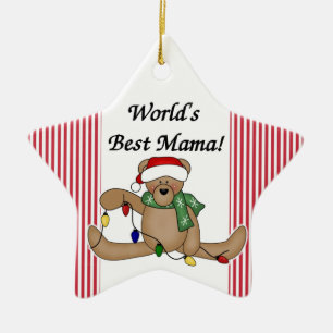 Teddy Bear World's Best Mama Ornament