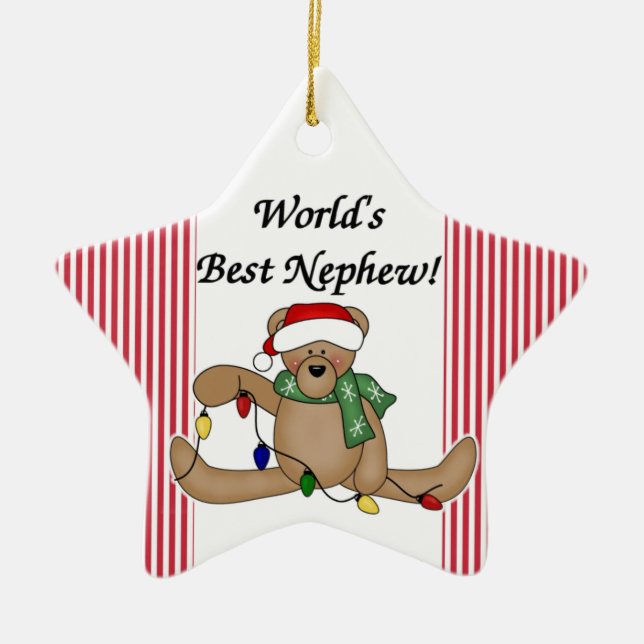 Teddy Bear World's Best Nephew Ornament (Front)