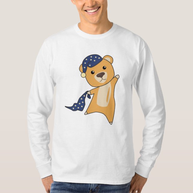 Teddy Bear Yellow Bear Sleeping Cap T-Shirt (Front)