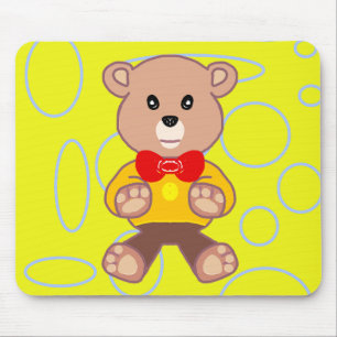 Teddy Bear Yellow Geometric Circles Loops Mousepad