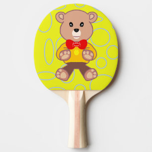 Teddy Bear Yellow Geometric Ping Pong Paddle