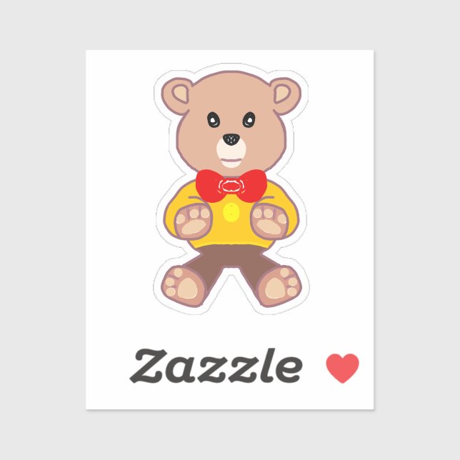 Teddy Bear Yellow Geometric Sticker (Sheet)