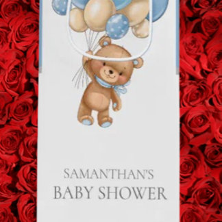 Teddy  Bearly Wait BABY SHOWER Boy Wine Gift Bag