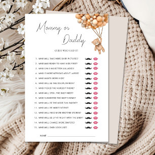 Teddy Bearly Wait Baby Shower Mummy or Daddy Game