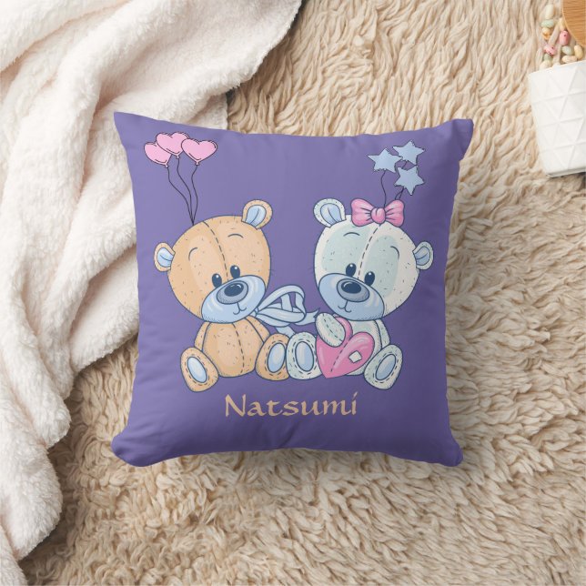 Teddy Bears and Balloons Illustration Cushion (Blanket)