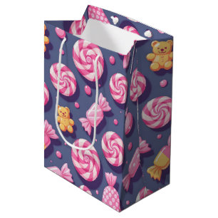 Teddy bears and candy pattern medium gift bag