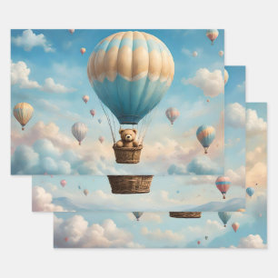Teddy Bears and Hot Air Balloons Wrapping Paper Sheet