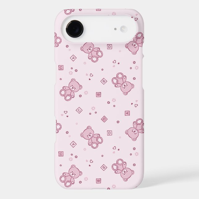 Teddy bears background Pink Case-Mate iPhone Case (Back)